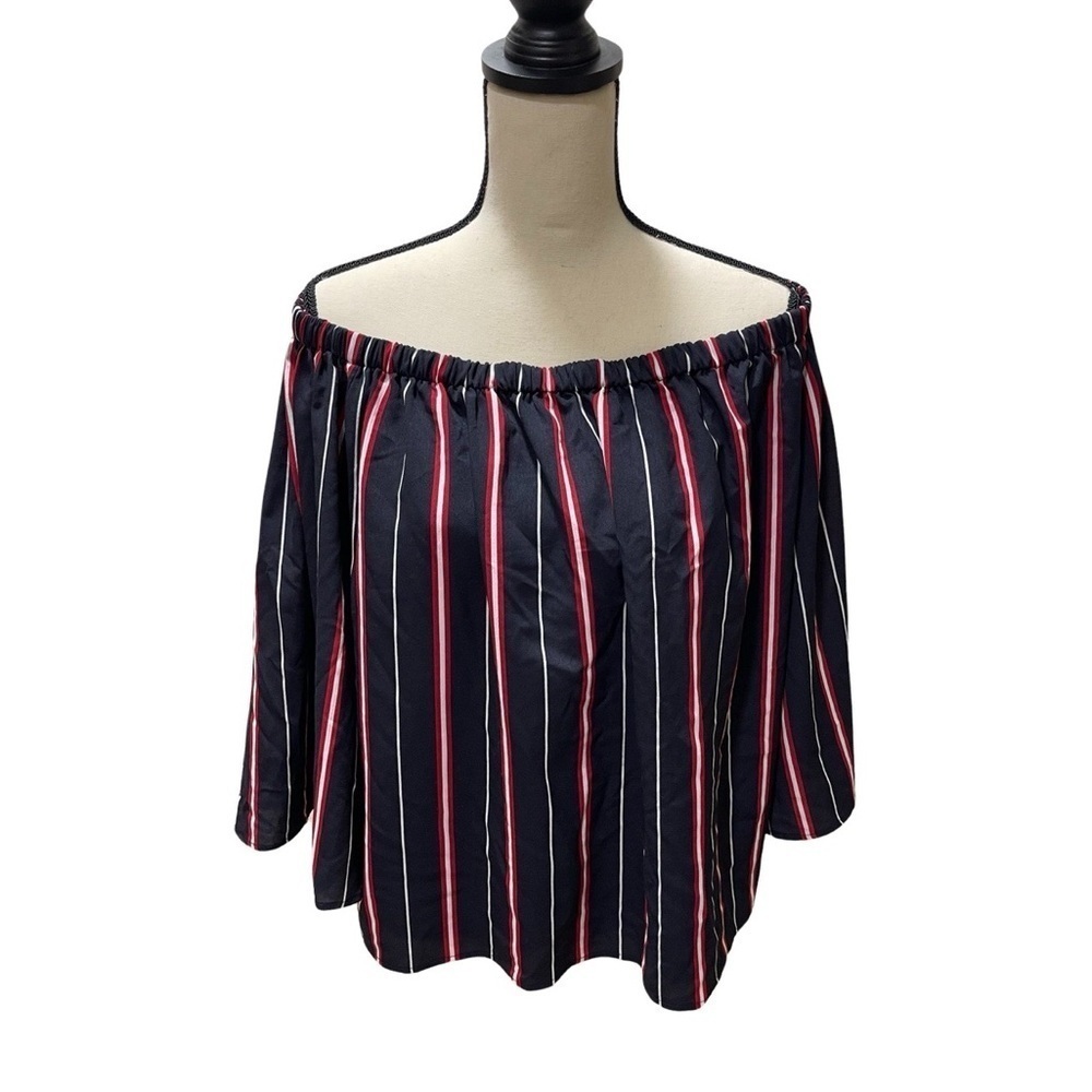 French Connection Off the Shoulder Striped Blouse Size Medium